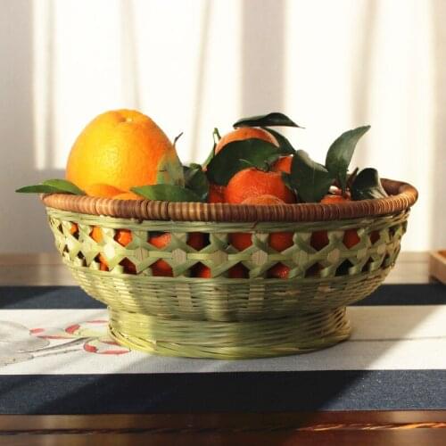 Handmade bamboo products tray household round dustpan peasant basket Shau Kei rice sieve kitchen storage steamed bread basket