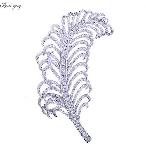 Bird Feathers Pin For Women Vintage Zicon Brooches Luxury Jewelry 2021 Clothes Scarf Buckle Garment Accessories Jewelryes Gifts