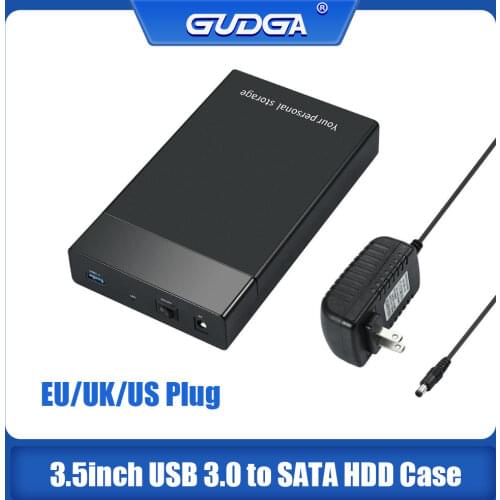 3.5 inch HDD Case USB 3.0 to SATA3 External Hard Drive Enclosure Hard Disk Box Support Max 10TB 2.5 3.5 HD SSD Case w/EU adapter