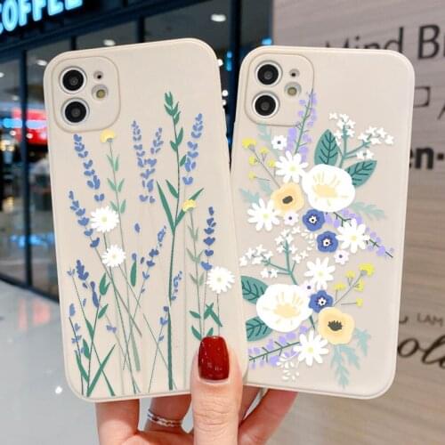TPU Flower Liquid Silicone TPU Case For iPhone 12 Case iPhone 11 Pro Max 12 Mini 7 8 Plus 6 6S XS Max XR SE 2020 Cover Coque