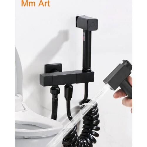 Black Toilet Spray Gun Accessory Toilet Flusher Toilet Flush Gun with Faucet High Pressure Booster