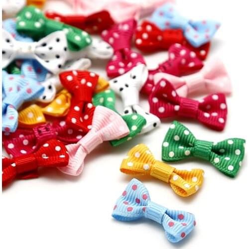 40Pcs Color Screw Thread Round Dot Bow Tie Bowknot DIY Craft Supplie Clothes Decor Gift Box Pack Headwear Appliques Accessories