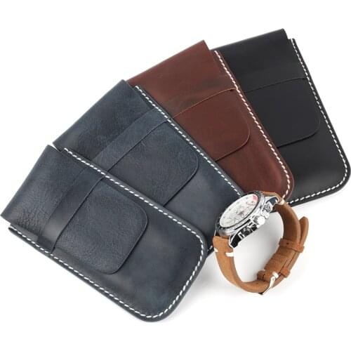 Genuine Leather Watch Box Collection Protection Watch Bracelet Storage Bag Portable Travel Jewelry Case for Women Men