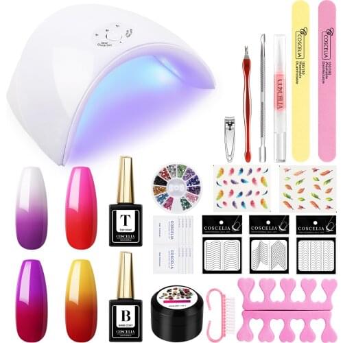 Temperature Changing Color Gel Nail Polish Set With Lamp Soak Off Gel Nail Gel Varnish All For Manicure Nail Art Design