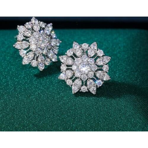 Huitan Fancy Stud Earrings Women Brilliant Engagement Wedding Accessories Silver-plated Delicate Female Statement Jewelry Whole