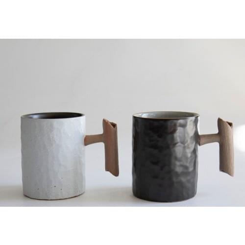 Personalized Japanese ceramic large capacity water tea cup Nordic coffee milk breakfast mug black white couple teacup