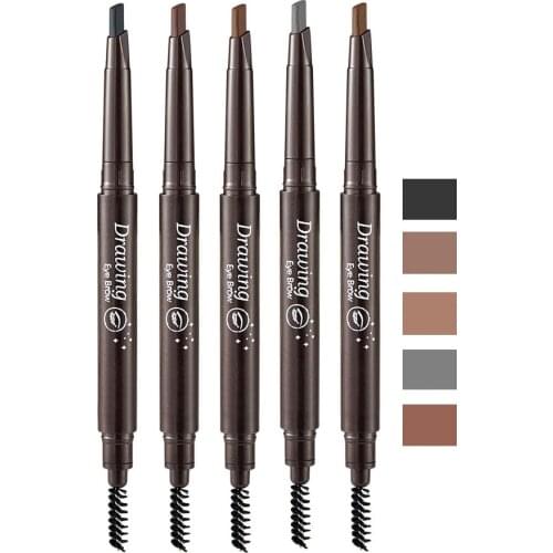 5 Colors/lot Eyebrow Pencil Brush 2 In 1 Makeup Waterproof Eye Brow Enhancer Pen Cosmetics Long-lasting Eyebrows Painting Tool