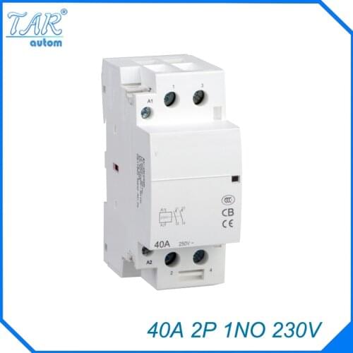 AC 220 / 240V Coil 40A 1NO 2 Pole 2P Household AC Contactor Modular 35mm DIN Rail Mount 40Amp
