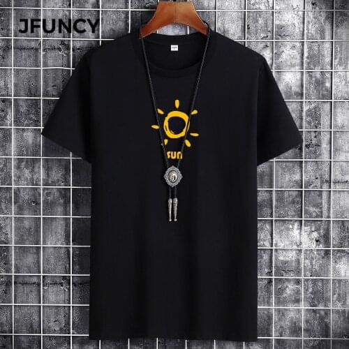 JFUNCY 2021 Summer Cotton Man T-Shirt Plus Size T-Shirts Fashion Harajuku Sun Printing T-Shirts Breathable Men Tshirt Tops