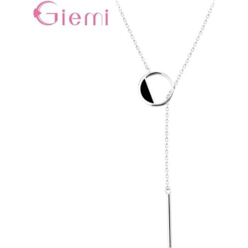 Minimalist 925 Sterling Silver Long Drop Tassel Bar Pendant Necklace For Women Girl Simple Choker Clavicle Chain Necklaces