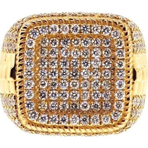 Punkboy Hot Sale Mens Gold Color Ring for Party Full Bling Iced Out Cubic Micro Paved CZ Crystal Luxury Hip Hop Rings Jewelry