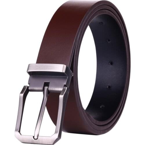 Mens Leather Dress Casual Jeans Belt with Pin Buckle Black and Brown