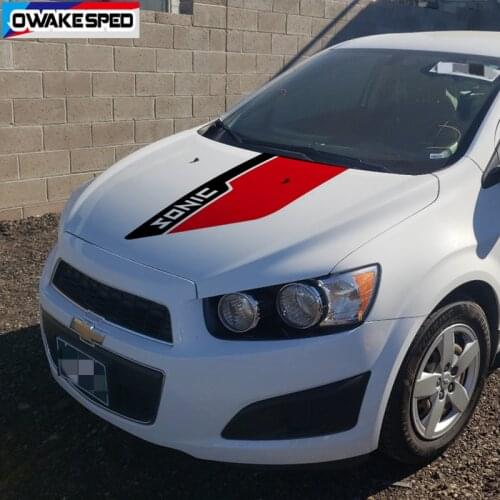 For-Chevrolet Sonic Car Hood Bonnet Sticker Racing Sport Colorful Stripes Auto Engine Cover Decor Vinyl Decals Accessories