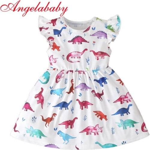 2020 Summer New Color Dinosaur Girls Dress Baby Girl Princess Dresses 2-6 Age Chlidrens Clothes Kids Party Costume Ball Gown