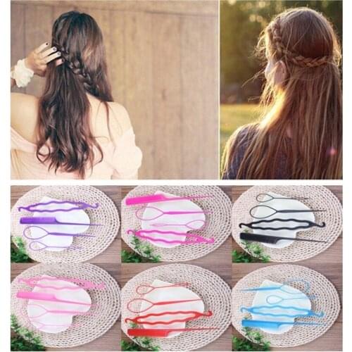 New Arrival 4pcs/set Magic Hair Braiding Twist Curler Set Hairpin Holding Braiders Pull Hair Ponytail DIY Tool Styling Tool Kit