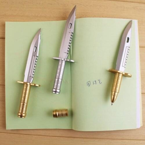 Knife Shape Ballpoint Pen Blue Ink School Office Stationery Writing Tools Gift