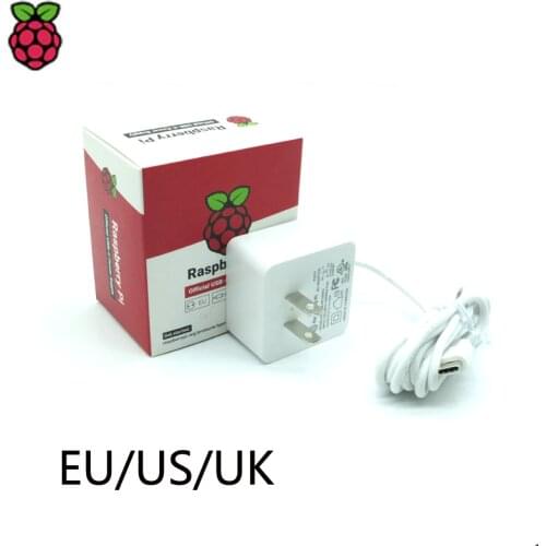 Original Raspberry Pi 4 Official USB-C Power Supply 5.1V 3A White Power Charger Power Adapter for Raspberry Pi 4 Model B