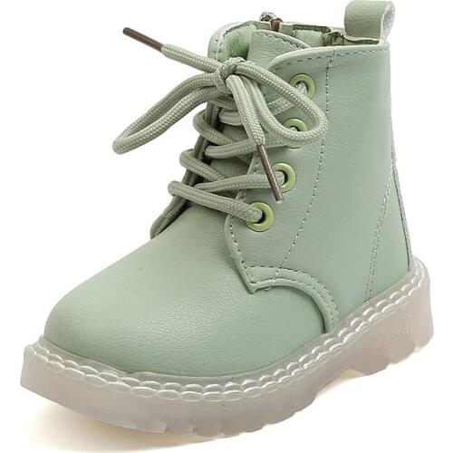 2021 Autumn British Style Martin Boots Boys and Girls Soft Bottom Non-slip Fashion Zipper Baby Toddler Shoes School Shoes 21-30