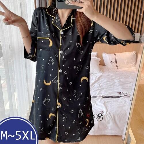 Sexy Sleepwear Plus Size Lingere Sleep Skirt for Women Silk Nightgown Night Home Dress Summer Pajamas 2021 Large Ladies' Pyjamas