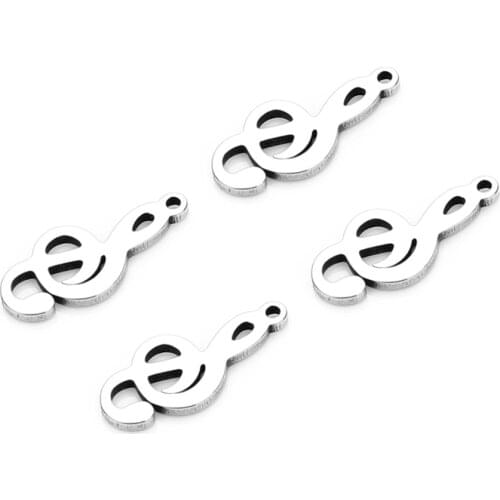 20pcs/lot Stainless Steel Music Symbol Charm Silver Toner 7x15.7mm Treble Clef Music Note Pendant for DIY Jewelry Finding