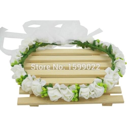 Adjustable Flower Crowns Bridesmaid Flower Girl Tiara White Hair Accessories Outdoor Wedding Decoration First Communion Present