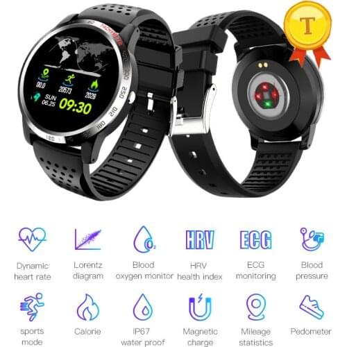 ECG+PPG Smartwatch Bluetooth Smart watch automatic monitoring blood pressure ECG HRV report Smart Sport Watch Men Health Tracker