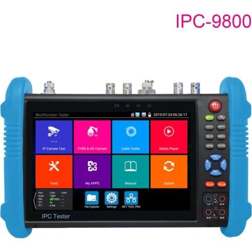 IPC9800 Plus 4K H.265/H.264 CCTV Camera Tester 8MP TVI CVI 8MP AHD SDI CVBS IP camera tester monitor with TDR,Multimeter, tracer