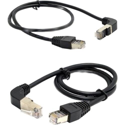 Elbow Down Angled Cat5e 8P8C STP Cat5 Cat 5e RJ45 Lan Ethernet Network Patch Cord to Straight Cable Angled RJ45 0.5m 1m 2m 3m 5m