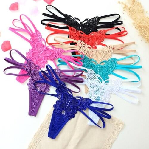Sexy butterfly Sexy underwear Hollow temptation thin lace Womens fashion Thong Adult games Seductive perspective sexy panties