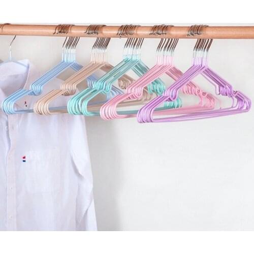 10pcs/lot Stainless Steel Clothes Hanger Non-Slip Space Saving Clothes Hangers with Hook Closet Organizer Drying Racks