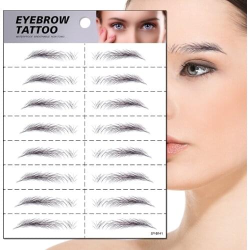 4D Water-based Hair-liked Authentic Eyebrow Tattoo Sticker Waterproof Cosmetics Long Lasting Makeup False Eyebrows Stickers