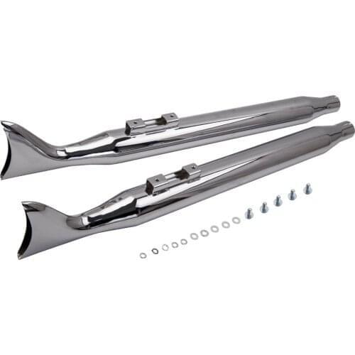36" Silver Fishtail Exhaust Slip On Mufflers Pipes for Road King Classic 95-16 for for Harley Touring