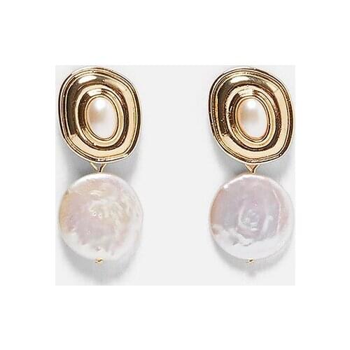 2019 New Trendy Vintage Baroque Pearls Dangle Earrings Zinc Alloy Geometric Charm India Drop Earrings For Women Party Wedding