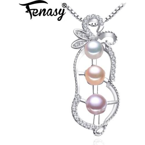FENASY Natural Pearl Necklace For Women Pearl Jewelry Custom Party Pendant With Chain Cubic Zirconia Choker Necklace
