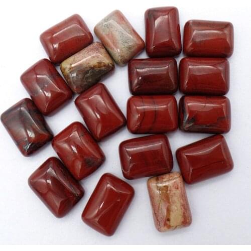 100Pcs 14x10x5mm Wholesale Natural Deep Red Rainbow Jasper Oblong Cab Cabochon DIY Jewelry Accessories S155