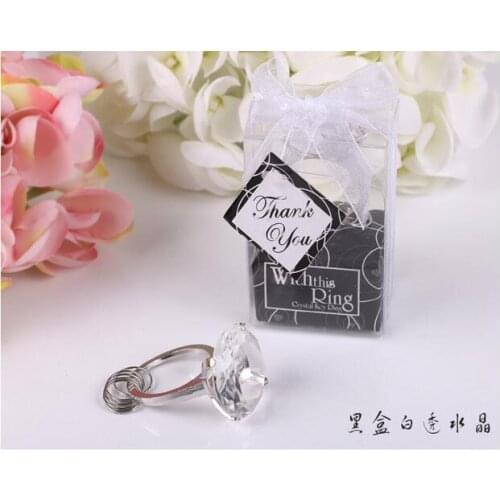 100pcs Free Shipping With this Ring Diamond Keychain White Key Chain Wedding Favors and gifts Free Shipping