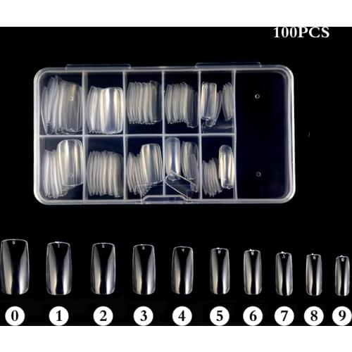 100pcs/box Professional transparent fake nails full coverage fake nails full transparent nails 10 Size Press On Nails
