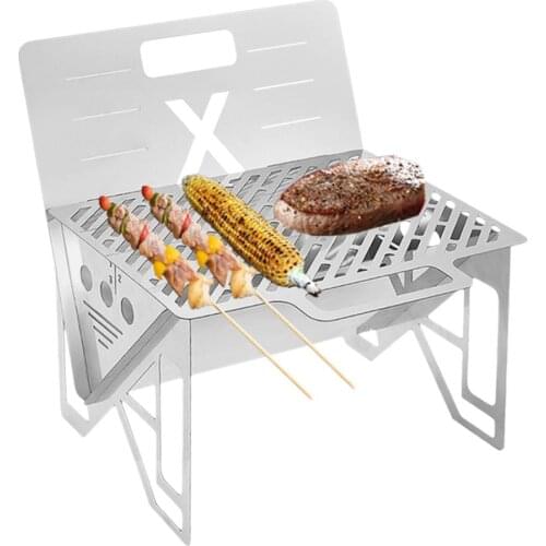 13pcs Mini Charcoal Grill Outdoor Stainless Steel Barbecue Grill Camping Portable Mini Grill Splicing Cooking Tool Assembly