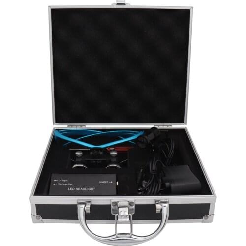 2.5x420mm Blue Dental Loupe Magnification Binocular Dental Magnifier Surgery Surgical Magnifier 5W Headlight