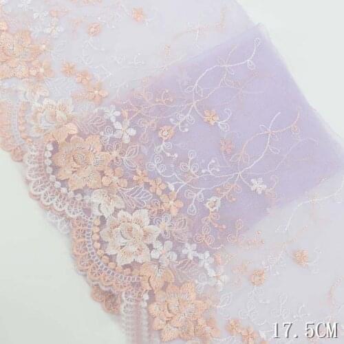 2Yards Handmade Light Purple Mesh Embroidered Lace Trim Flowers Fabric Tulle Lingerie Underwear Clothes Craft Bra Sewing Fabrics