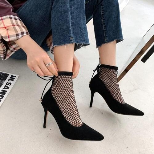2021Fashion Black Ankle Boots For Women Pointed Toe Stiletto High Heels Spring Autumn Botas Mujer Woman Shoes Plus Size 43