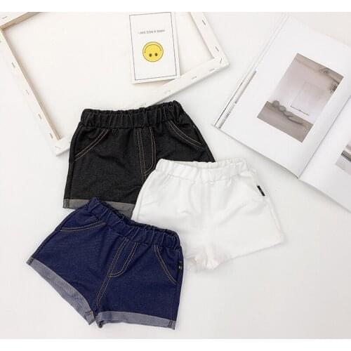 2021 Summer New Boys Shorts Baby Solid Casual Denim Shorts Elasticity Thin Soft Jeans Shorts for Toddler Boys 2-6 Y Kids Clothes