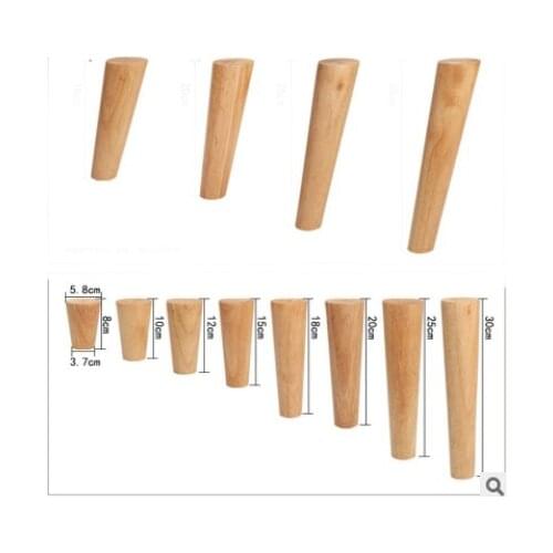 4Pcs Height10-50cm Solid Wood Furniture Legs, Inclined Cone Sofa Bed Cabinet Table and Chair Replacement Feet Sloping Feet