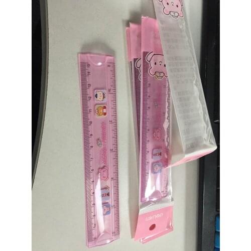 4pcs /lot bendable flexible ruler pink plastic 15cm ruler centimetre measure curved surface ruler