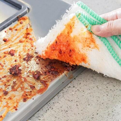 6 PCS Kitchen Rag Strong Decontamination Bamboo Fiber Non Stick Cleaning Cloth Household Reusable Super Absorbent Soft Towel