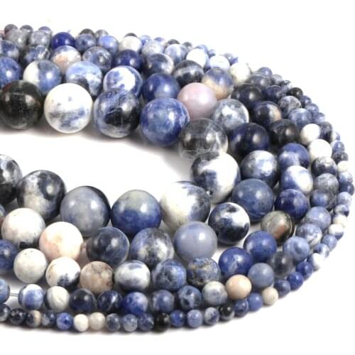 Natural Semi Precious Stone Beads Bluestone Making Bracelet Necklace And Earrings For DIY 4/6/8/10/12 mm 38cm For Sale