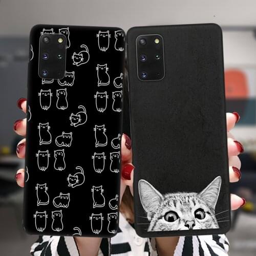 Cute Space Happy Cats Soft Case For Samsung Galaxy S21 S20 FE S10 Plus NOTE 20 Ultra M02 F62 M62 M21 M30S M31 M31S M51 Cover