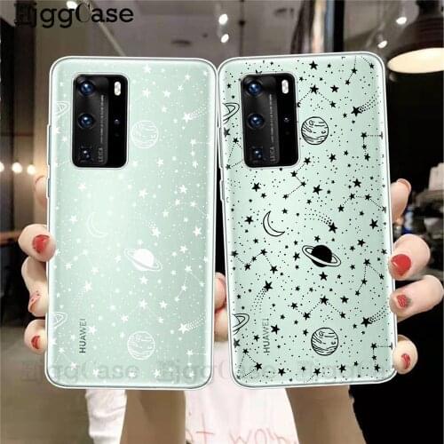 Outer Space Planet Stars Moon Spaceship Clear Phone Case For Huawei P40 P30 Lite P20 pro Mate 30 20 Honor 10 20 9 Lite 8x 9x 10i