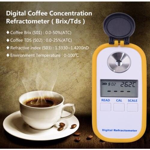 0-50% brix Coffee Sugar Meter TDS 0-25% concentration refractometer digital Portable electronic refractometer