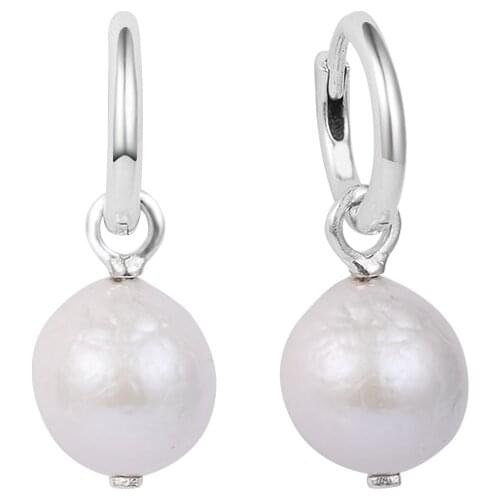 CKK Freshwater Baroque Pearl Hoop Earrings For Women Pendientes Plata 925 Sterling Silver Jewelry Boucle Oreille Femme Kolczyki